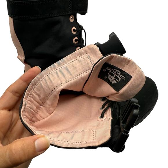 Timberland Gaiter Combat Boot Limited Release Black Pink Boys 6 Women’s 8 - Picture 6 of 9